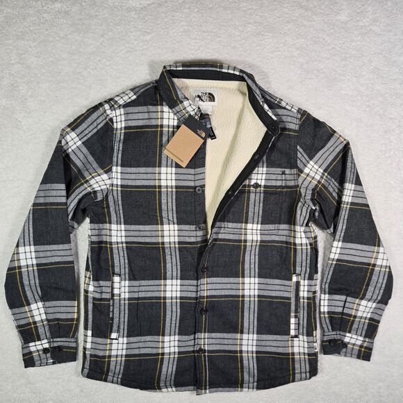 The North Face Campshire Sherpa Lined Plaid Flannel Shacket Shirt Jacket Mens L